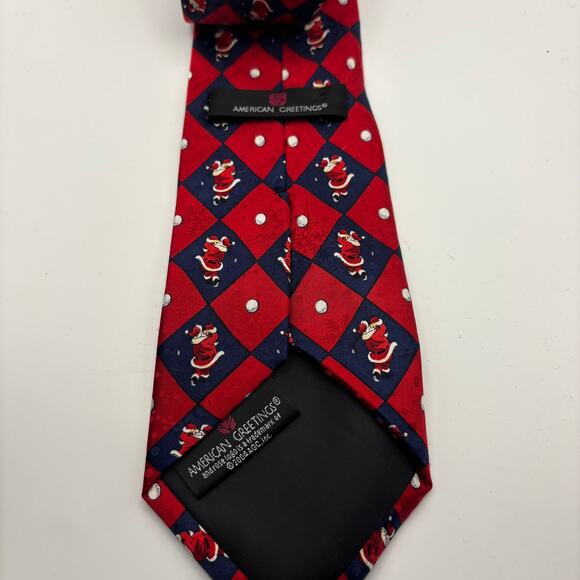 American Greetings Christmas Santa Claus Golfing Necktie Handmade 100% Silk Tie - Picture 3 of 4